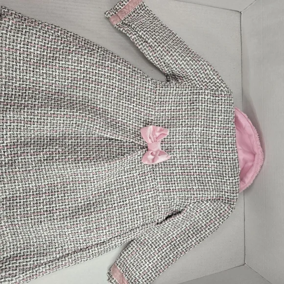 Blueberi Boulevard Pink, White, Silver Tweed Coat / Jacket Size 24M boutique - Picture 6 of 6